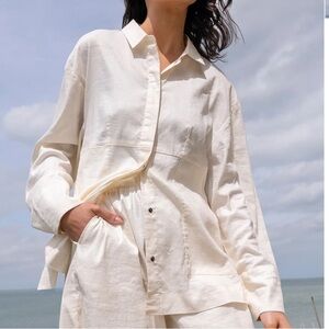 ADAY Relax I’m Flax Snap Shirt Size XL Rust/Burnt Orange Color